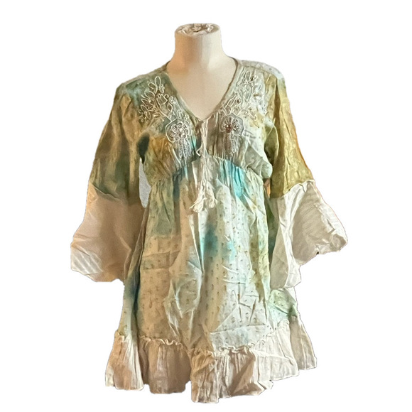 NWT  small boho shirt light green by sacred thread lightweight trending - Picture 1 of 13
